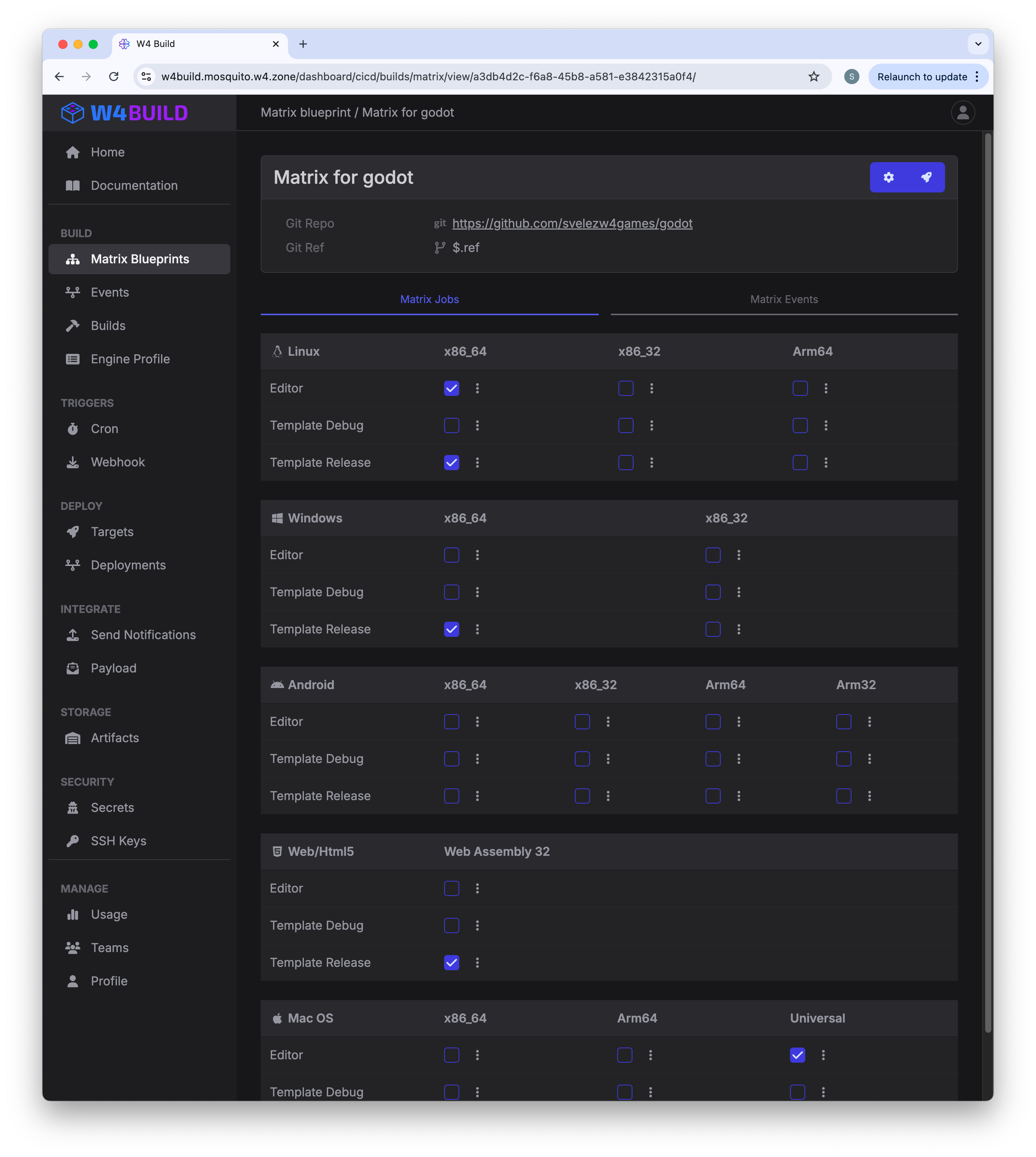 Matrix select profile